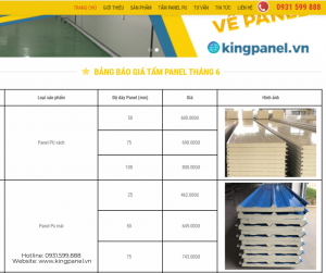 bảng báo giá panel pu cách nhiệt