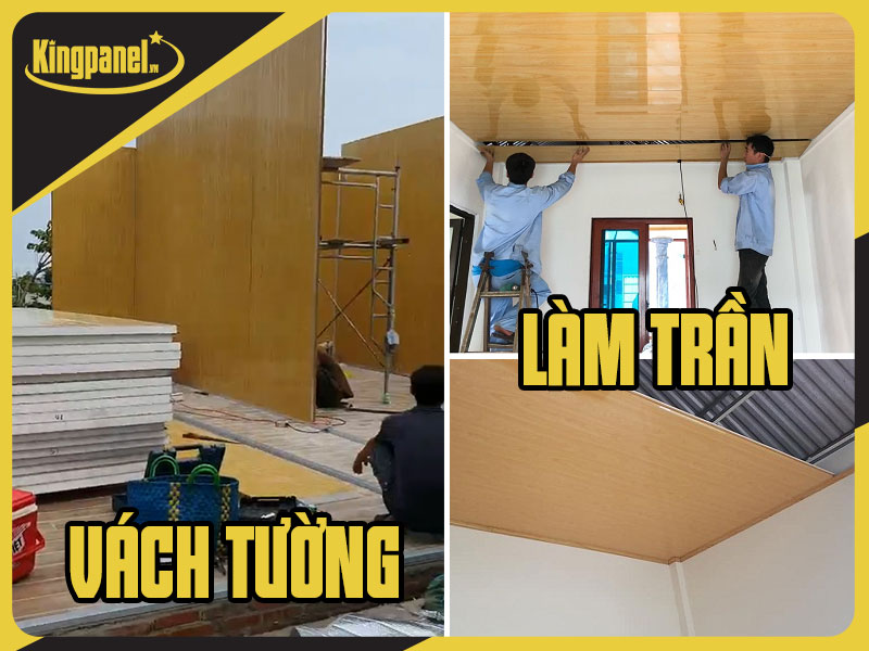 Panel vân gỗ để làm vách và trần