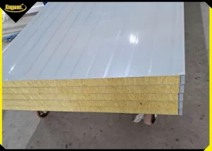 Tấm panel rockwool chống cháy vách ngoài màu trắng mạ kẽm chất lượng cao tại kho xưởng