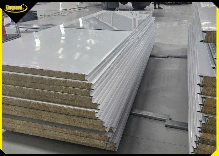 Tấm vách ngăn panel rockwool bề mặt phẳng màu trắng sữa