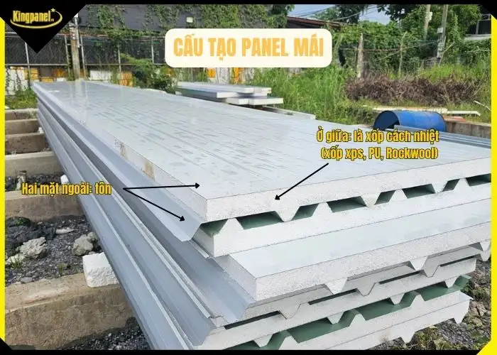 Panel mái có cấu tạo 3 lớp cách nhiệt cách âm tốt