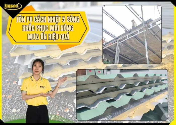 Tôn pu 5 sóng cách nhiệt giải pháp chống ồn cách âm
